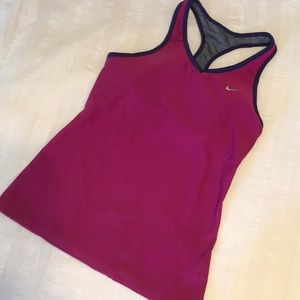 Ladies Nike Dri-Fit Built in Bra Fuchsia Racerback Top